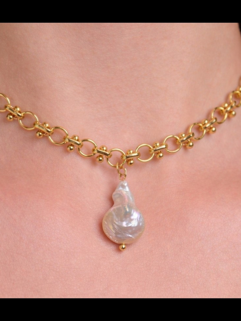 Baroque Pearl Necklace 18K Gold Plated Chain High Luster 16” + 2" Extender - Picture 2 of 9